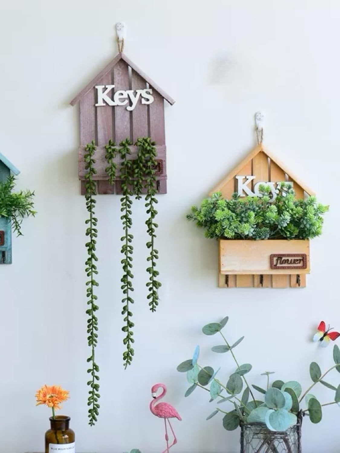 Key and Mail Holder Wall Mount with 3 Hooks,Mail & Key Organizer, Farmhouse
