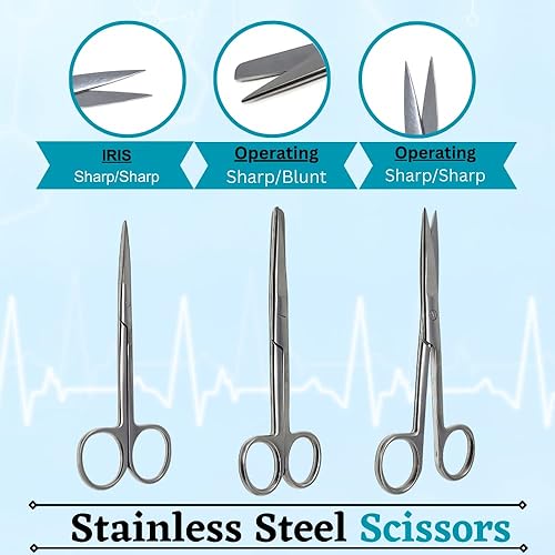 Miniatura 5 de HTI Kit de disección para estudiantes de biología médica y veterinaria, laboratorio de anatomía, botánica, rana animal con cuchillas de mango de