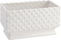 Creative Co-Op White Hobnail Rectangle Ceramic Planter with Scalloped Edge & Polka Dots - Vintage Charm