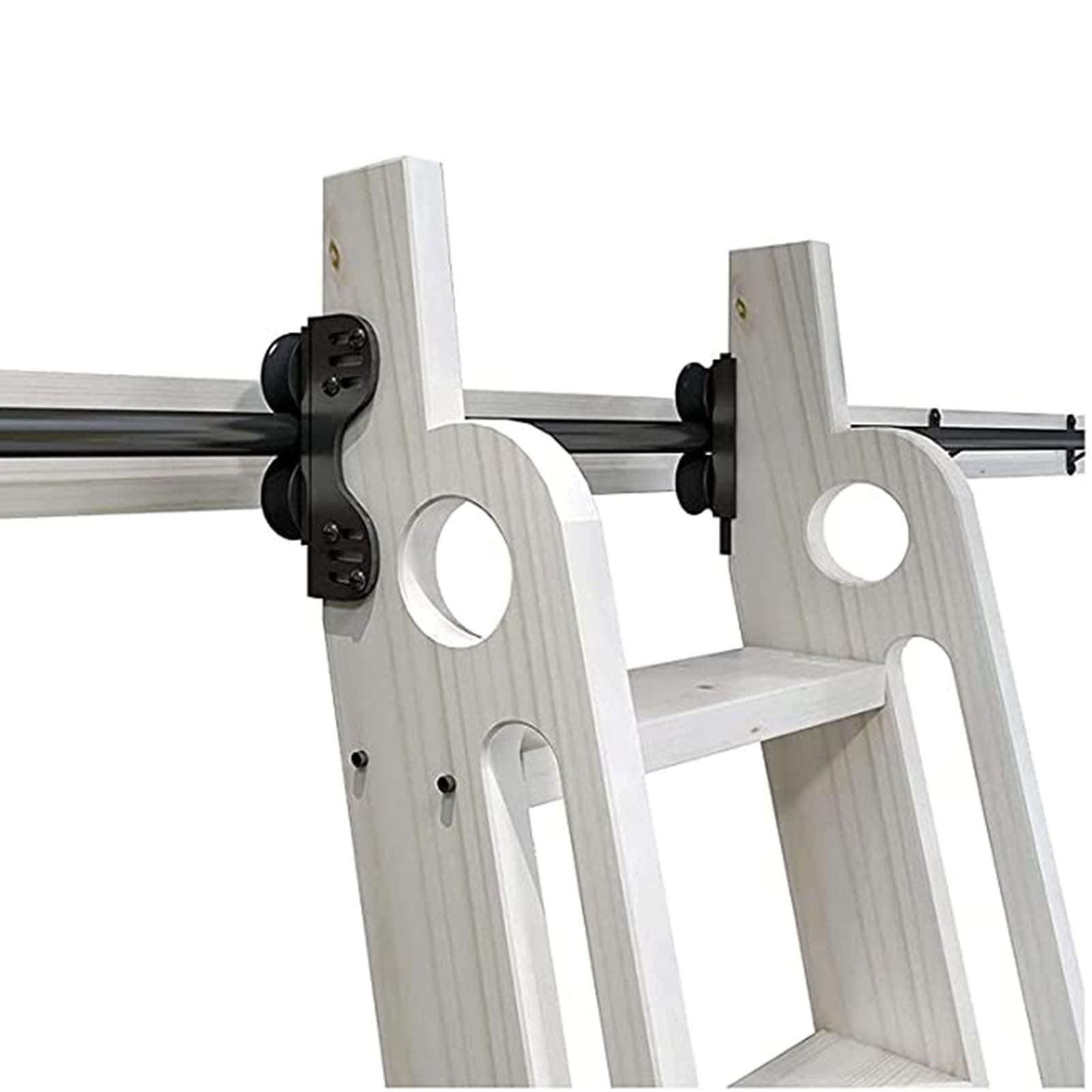 Système de rail mobile pour échelle coulissante avec quincaillerie rétractable fluide en acier