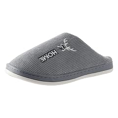 Men Winter Home Slides Christmas Antlers Print Thermal Slippers Casual Home Shoes House Shoes Mens Grey 8
