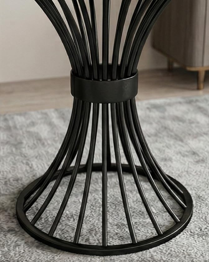 Image of Furniture Cafe Modern Coffee Table for Living Room Center Table Home Decor Round Side Table Space Saving Furniture, Table Top Sturdy Metal Frame Wood Desk Centerpiece Bedroom (Black /Black)