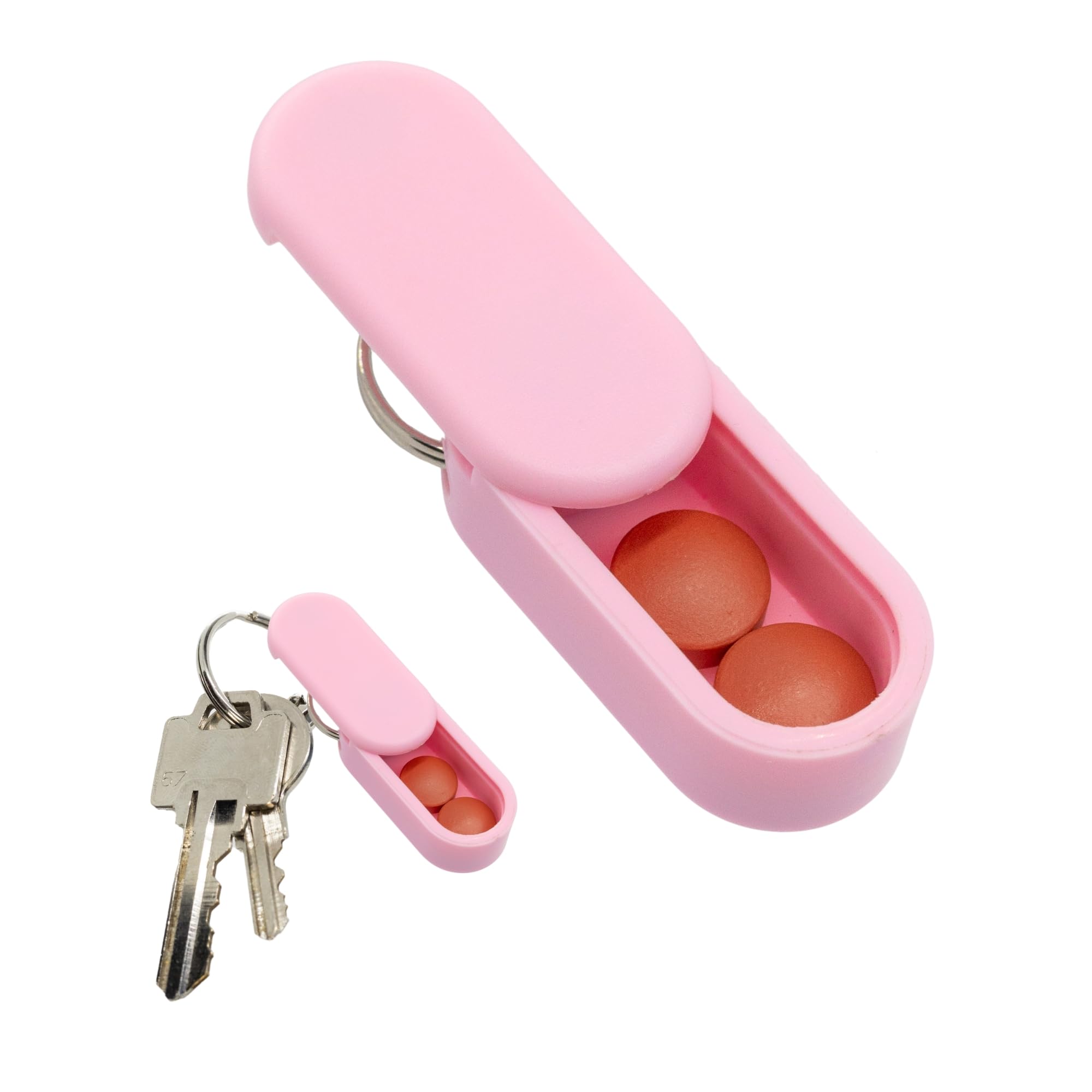 Pill Pod Keychain Pill Holder Single Pack – Lightweight Magnetic Pill Organizer for Daily Medication Storage, Portable Micro Pill Case for Travel, Durable and Discreet (Blush)