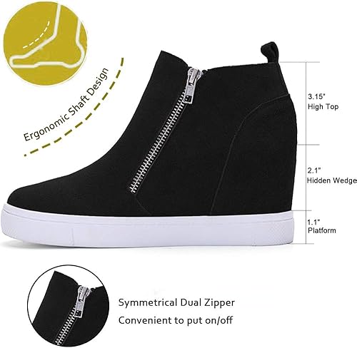 Miniatura 2 de Athlefit Zapatillas de Cuña para Mujer con Tacón Oculto Plataforma Botines de Cuña Zapatillas con Cuña Oculta