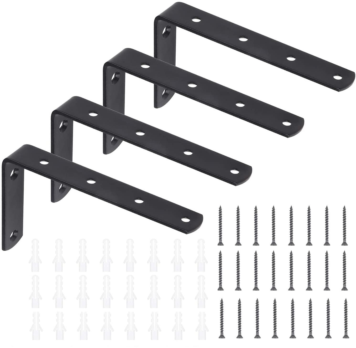 Metalick Wall Bracket L Shape with Screws, (Set of 4) Wall Floating Shelf Bracket, Iron Shelf Brackets, Metal Shelf Bracket, Modern Shelf Bracket (6"x4"x1")-image-32