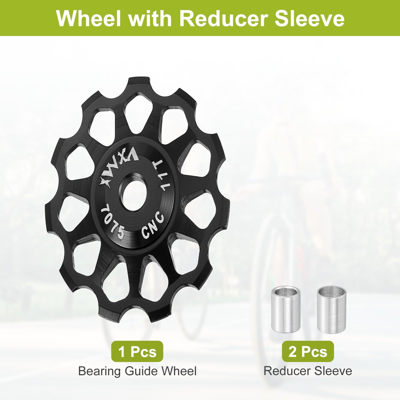 QUARKZMAN 1 Juego De Polea Trasera para Bicicleta 11T Rueda De Rodamiento De Cerámica Guía De Ruedas De Aleación De Aluminio para Sistema De Transmisión De 8/9/10/11 Velocidades Negro