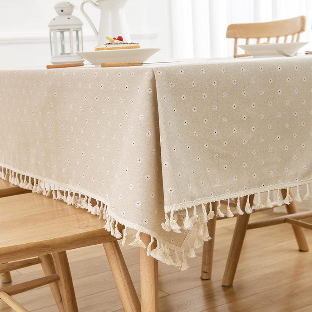 Manteles Mesa Antimanchas Algodón y Lino Transpirable para Bufé Fiesta Cena Boda Picnic y Más White 140 × 240cm
