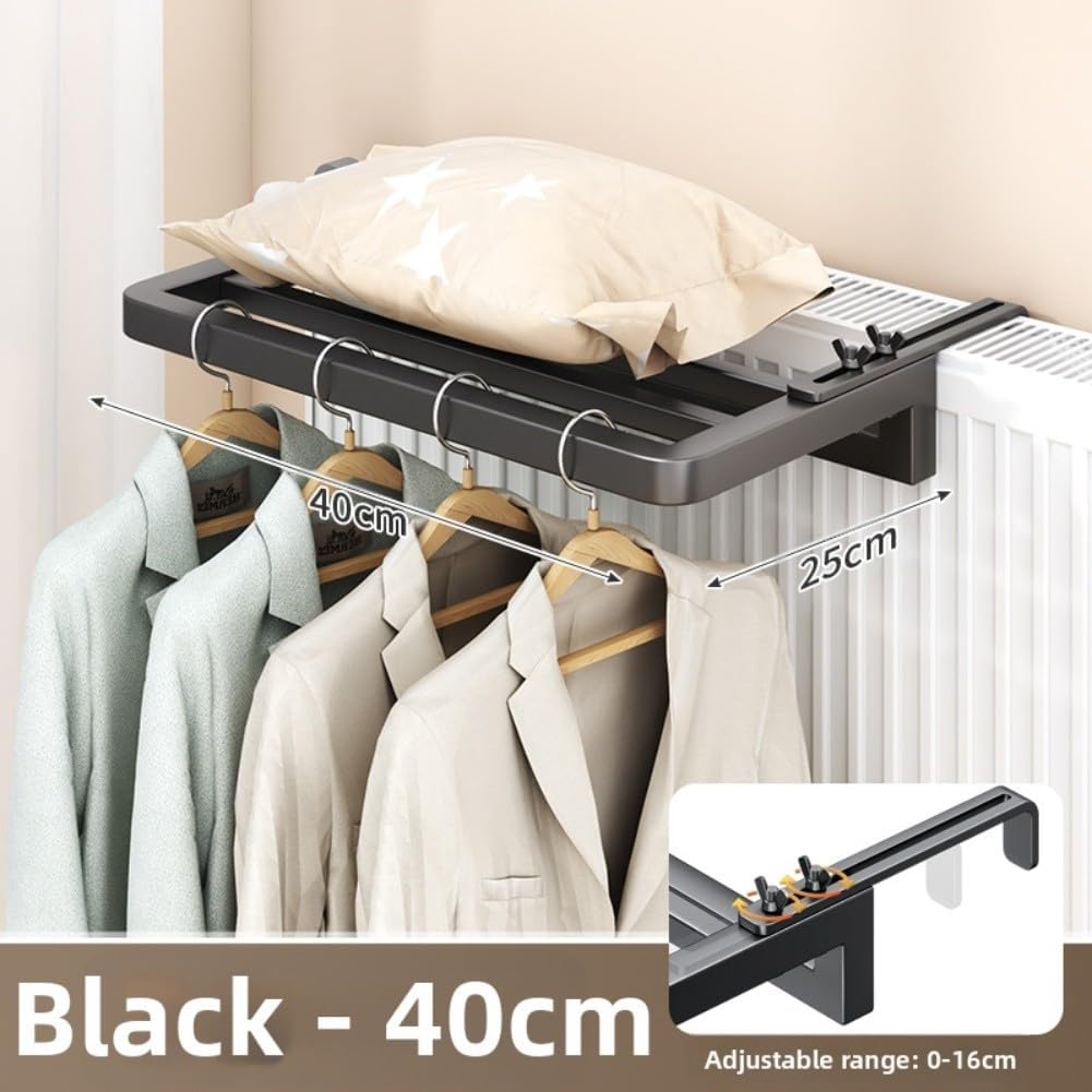 Adjustable Radiator Clothes Drying Rack AntiRust Carbon Steel Towel Rail 016cm Over Radiator Hanger for Clothes Shoes SocksSpaceSaving Black Design