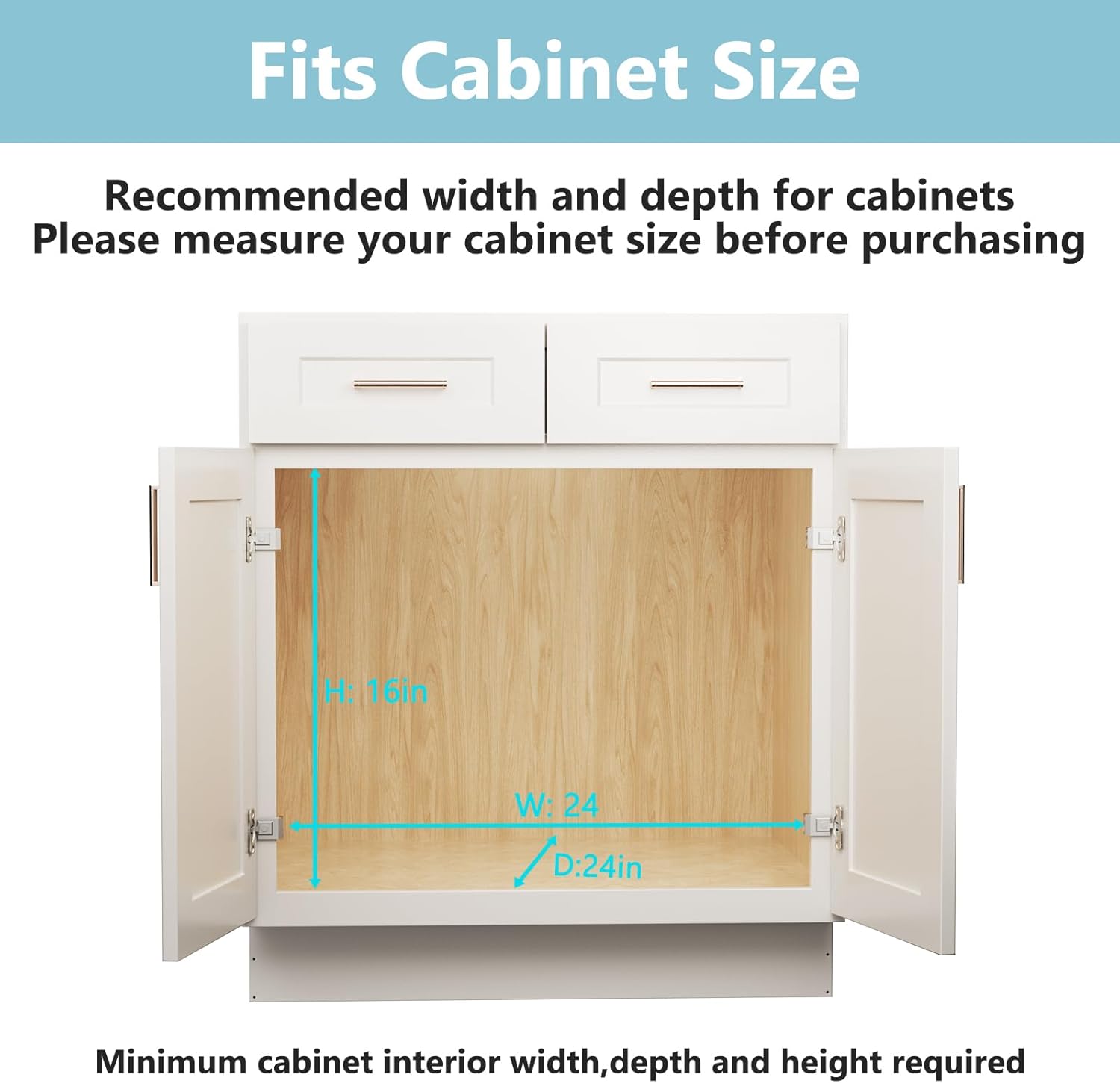LOVMOR 2 Tier Pull Out Cabinet Organizer 22½" W x 21½" D, Slide Out Drawers with Wooden Handle, Sliding Shelves Organization and Storage for Kitchen, Pantry