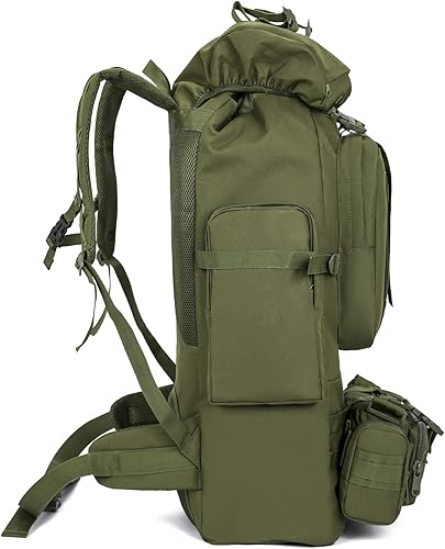Miniatura 4 de Mochila táctica militar Molle de 100 litros, mochila táctica militar impermeable y ligera (verde militar)