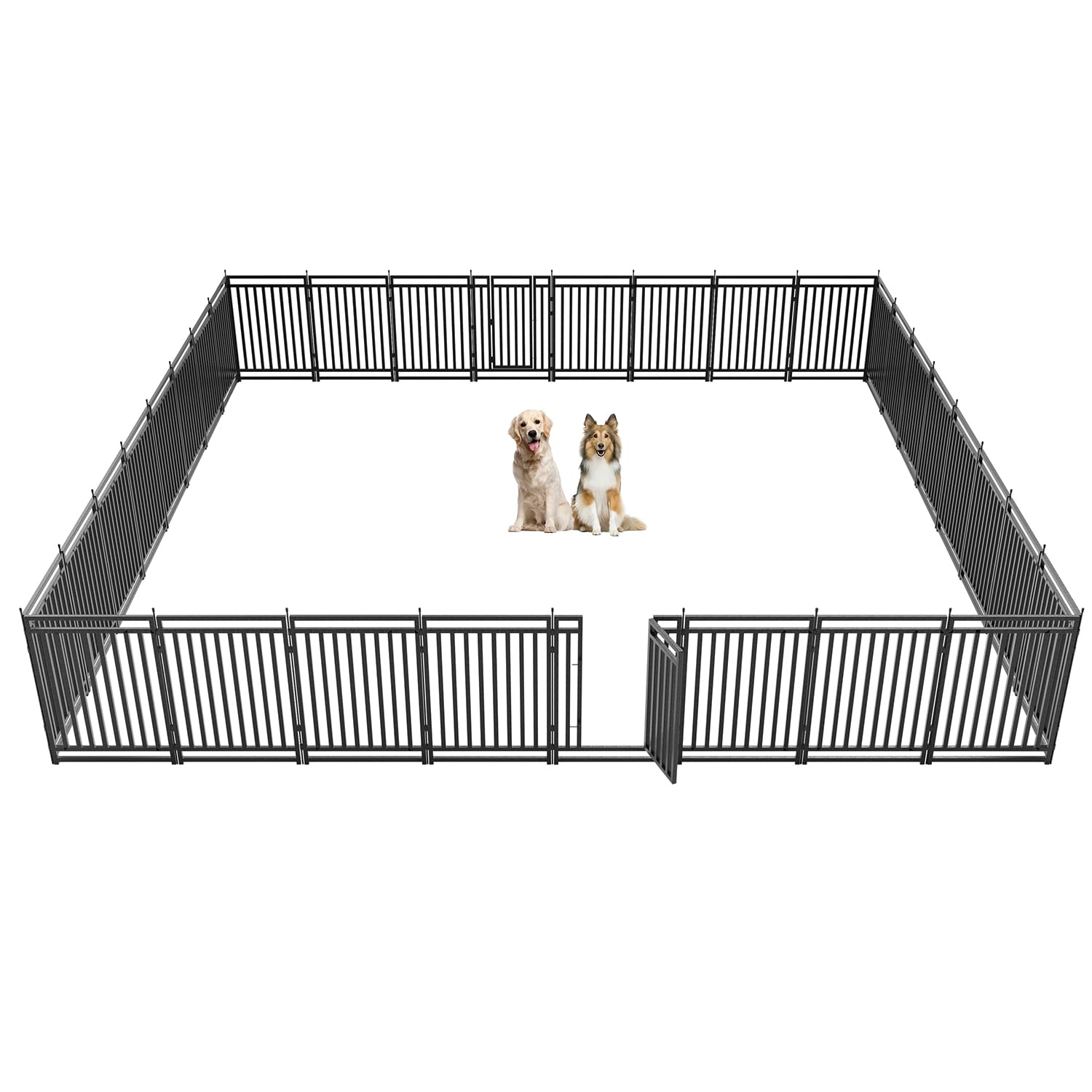 Petorldog Dog Fence Outdoor for Yard Indoor Dog Playpen 40" Height 32 Panels Portable Dog Pen Metal Dog Kennel for RV Camping(Black-Silver)