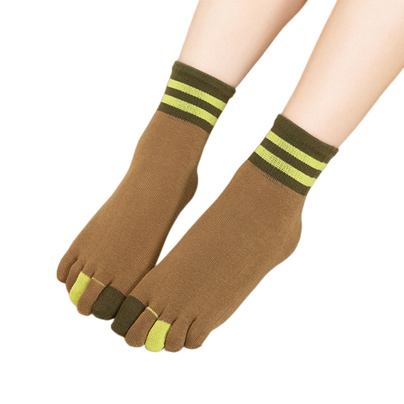 MOGSA Calcetines para mujer, 5 unidades, transpirables, suaves, cortos, color caqui
