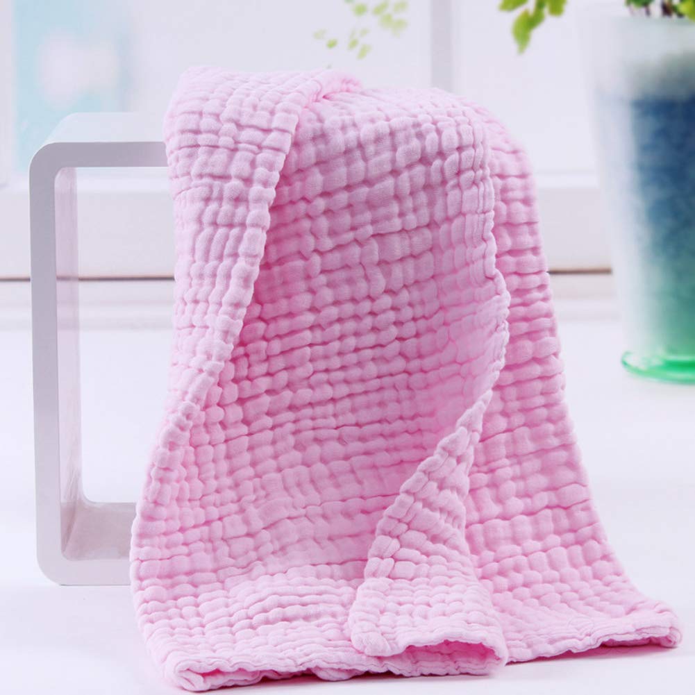 MOM'S HOME Baby Super Soft Absorbent Muslin 6 Layer wash Towel- 100X100 CM - (0-3 Years)- Pink-image-37