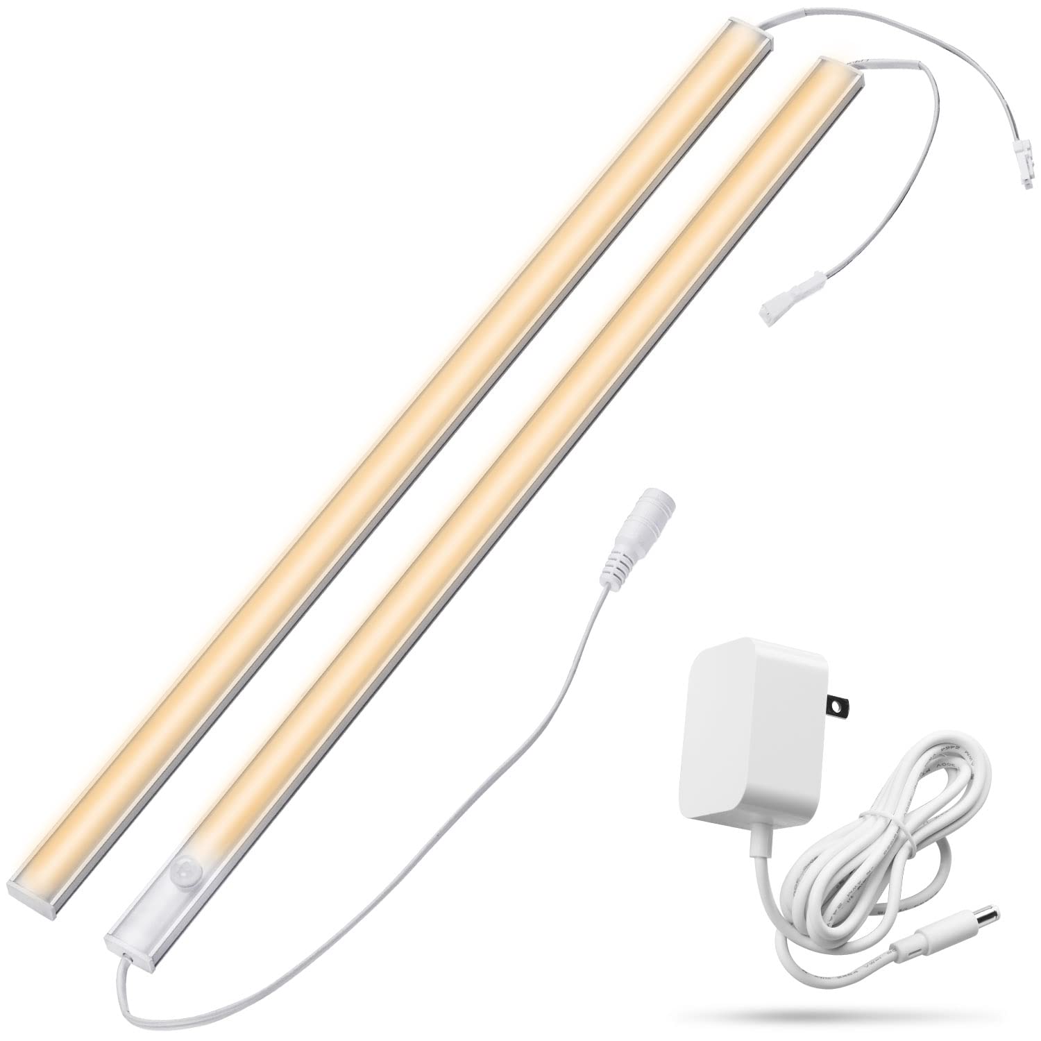 Luci LED sotto il bancone con sensore di movimento da 40,6 cm, 12 V, super luminose, ultra sottili, magnetiche, per cucina/corridoio/toilette/garage/armadio (bianco caldo/3000 K, confezione