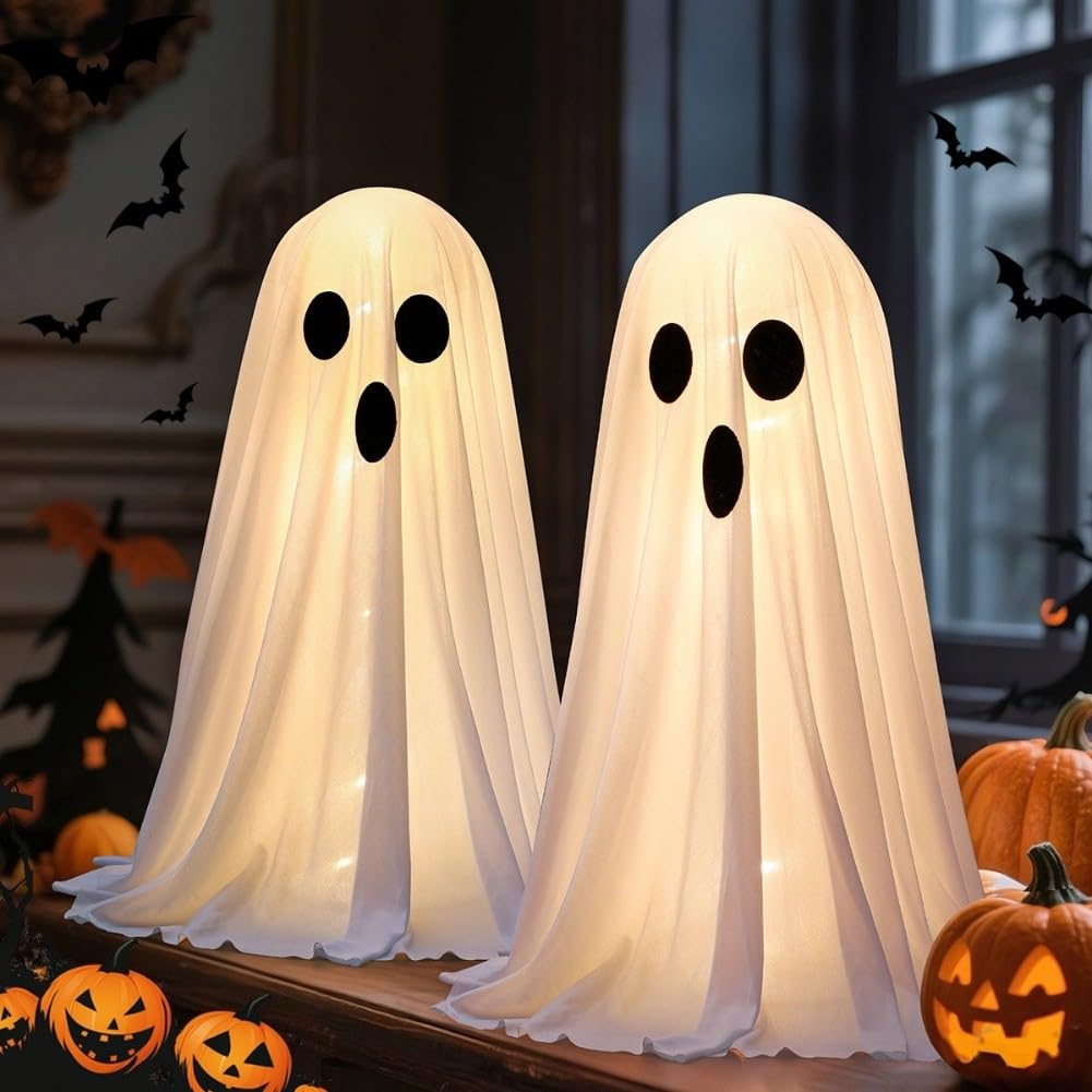 Halloween LED duch do dekoracji na zewnątrz, 8 trybów, biały