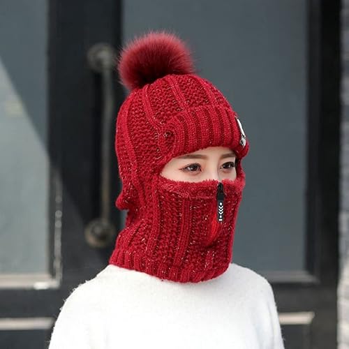 Miniatura 7 de Needelmz - Orejeras térmicas de invierno para mujer, gorro de punto para ciclismo, a granel, sombreros de béisbol (vino, talla única)
