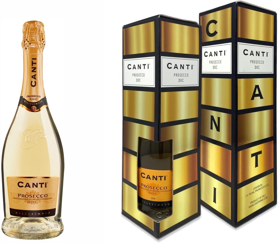 Canti - Prosecco D.O.C. extra trocken Millesimato wein Geschenkbox, italienische Glera-Rebsorte aus Veneto, fruchtiger und blumiger Geschmack, 6x750 ml (Packung mit 6)