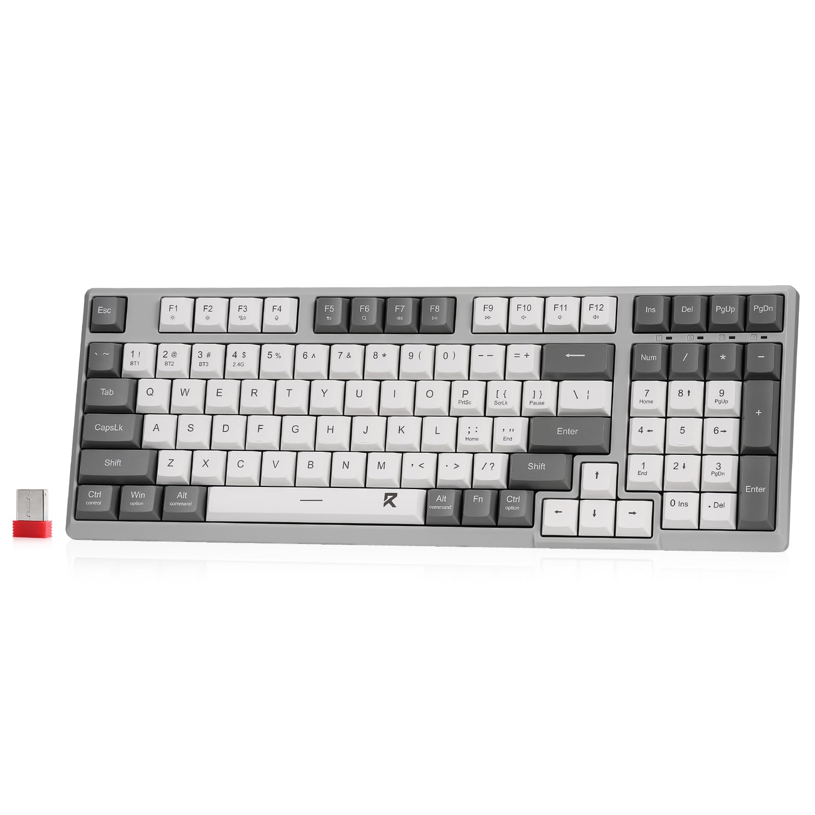Redragon BK7114 Low-Profile Wireless Computer Keyboard, 98 Keys Slim Office PC Scissors Mechanism Keyboard w/ 2.4G BT Wireless Connection, Tactile