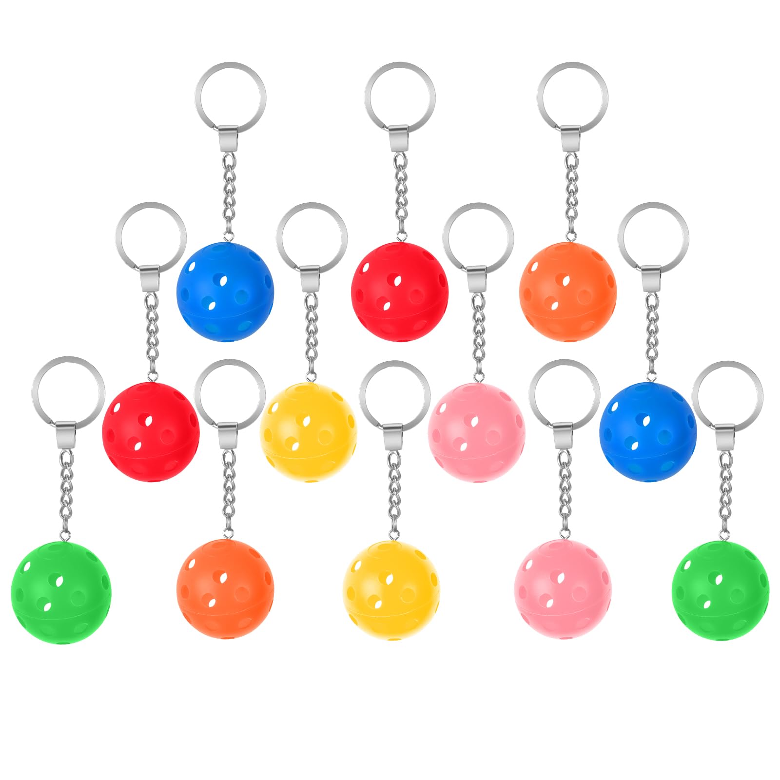 DLUGOPIS 12 Pieces Pickleball Ornament Gifts for Lovers - Keychain With Cute Balls Bulk 6.33 x 1.61 Inch Mini for Luggage Tags Sports Bag