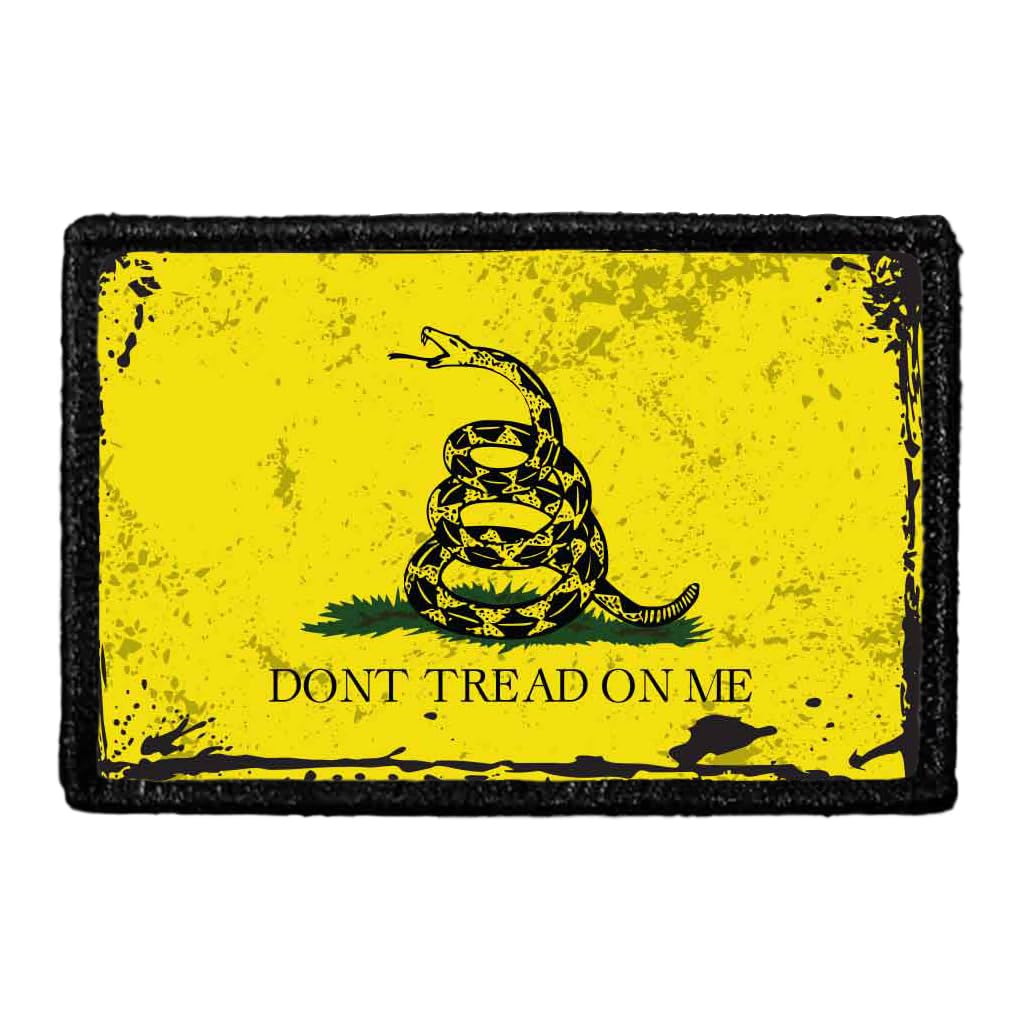 Rattlesnake Flag Patch - Antique Morale Patch | Hook and Loop Attach for Hats, Jeans, Vest, Coat | 2x3 in | by Pull Patch