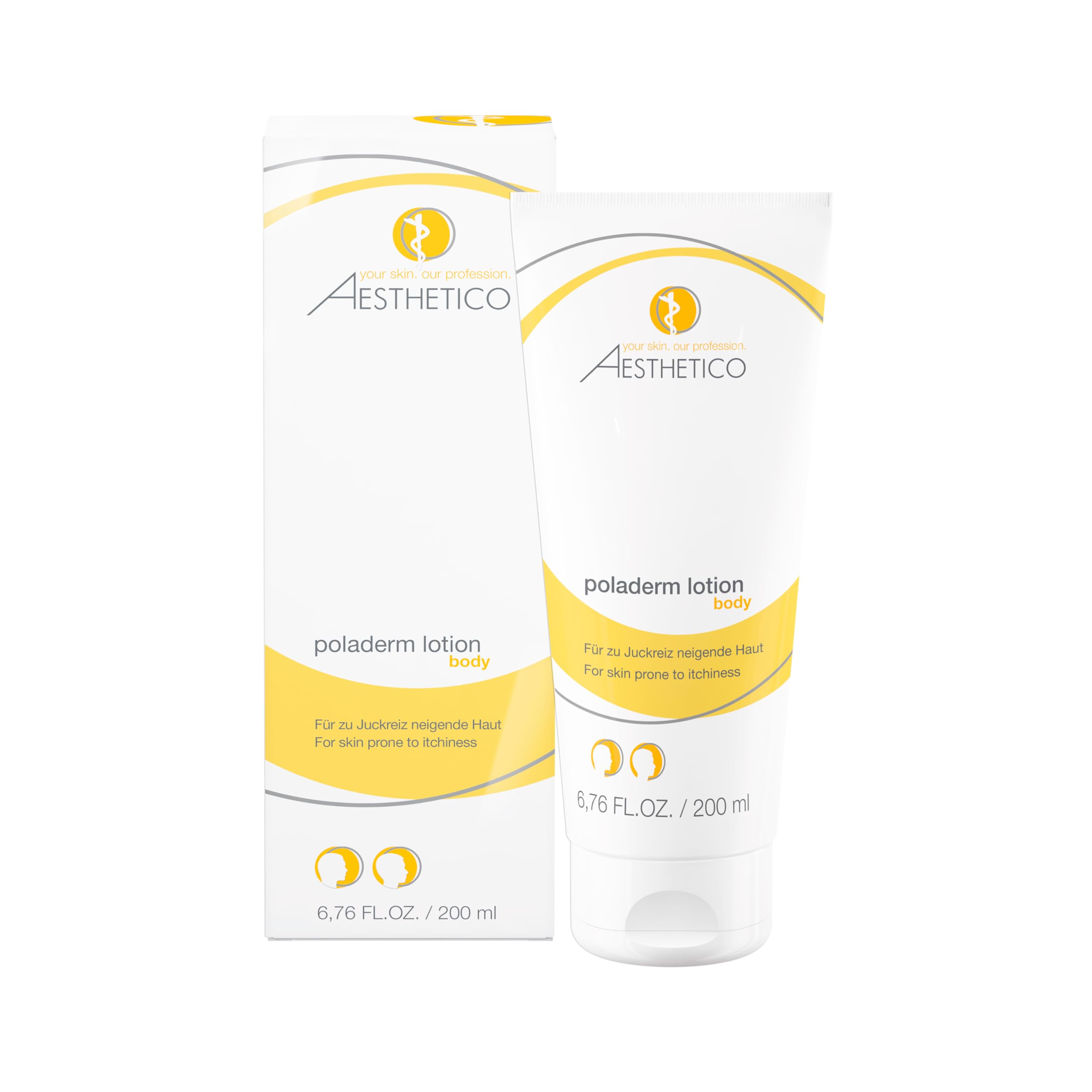 AESTHETICO poladerm lotion, 200 ml - SOS-Hilfe bei Juckreiz, kühlend und beruhigend, Körperlotion mit Urea, feuchtigkeitsspendend, schützt vor Feuchtigkeitsverlust, parfümfrei, schnell einziehend
