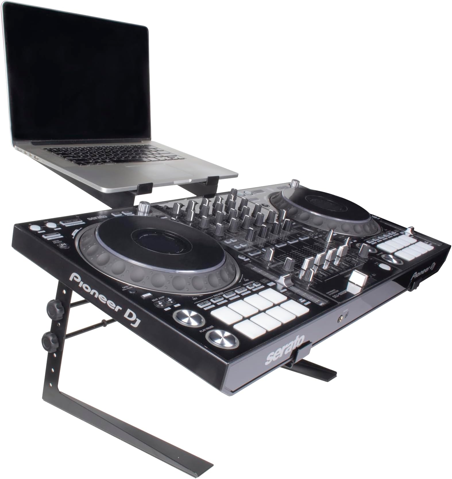 Headliner Covina Portable Dual DJ Controller Stand; Adjustable and Durable DJ Stand for Controller and Laptop; Perfect for your DJ Rig at Home, in the Club or on the Road (HL20003)
