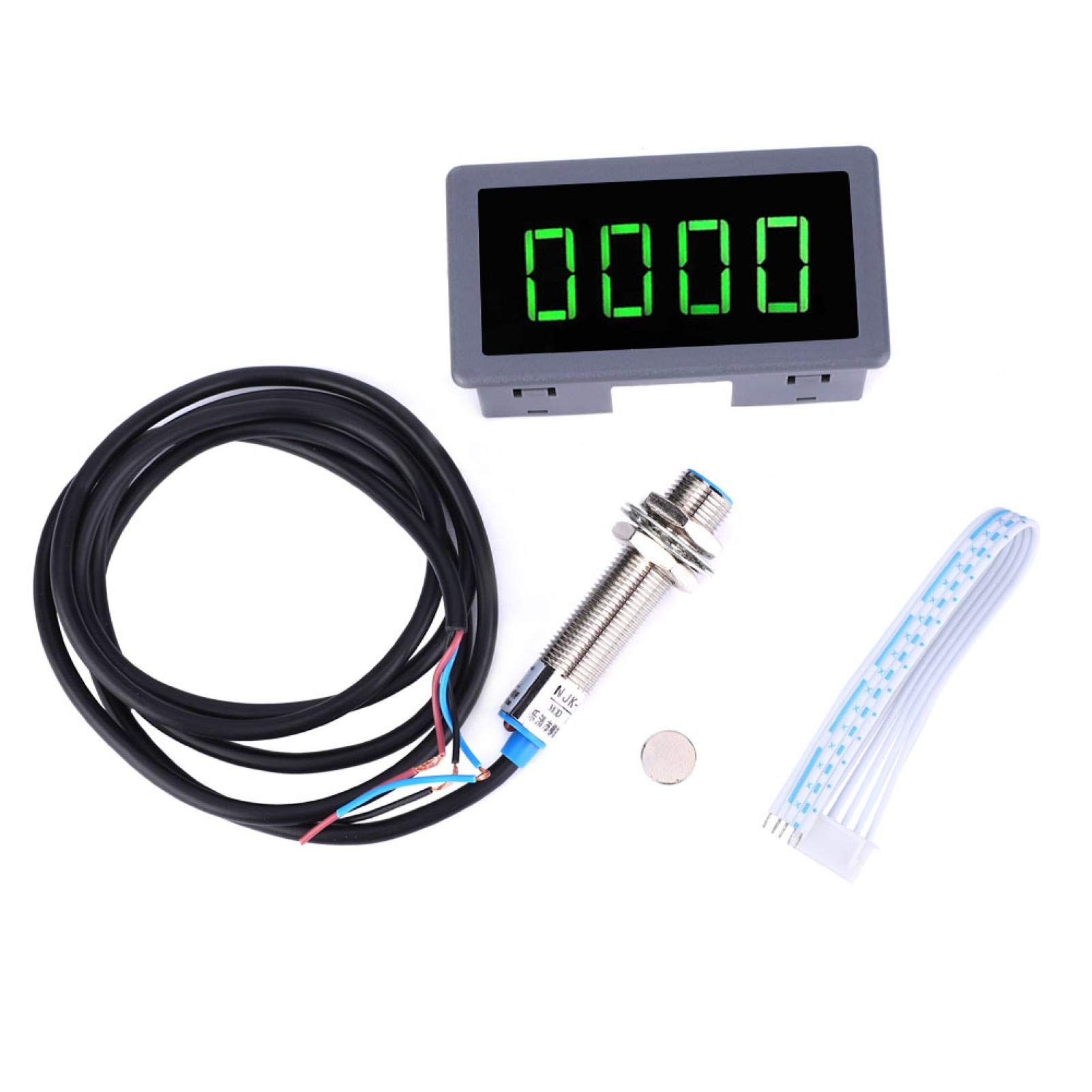 Tachymètre de moteur LED à 4 chiffres vert Capteur de proximité à effet Hall Capteur magnétique Compteur de mesure de vitesse de régime + NPN Capteur de proximité à effet Hall (Tachometers)