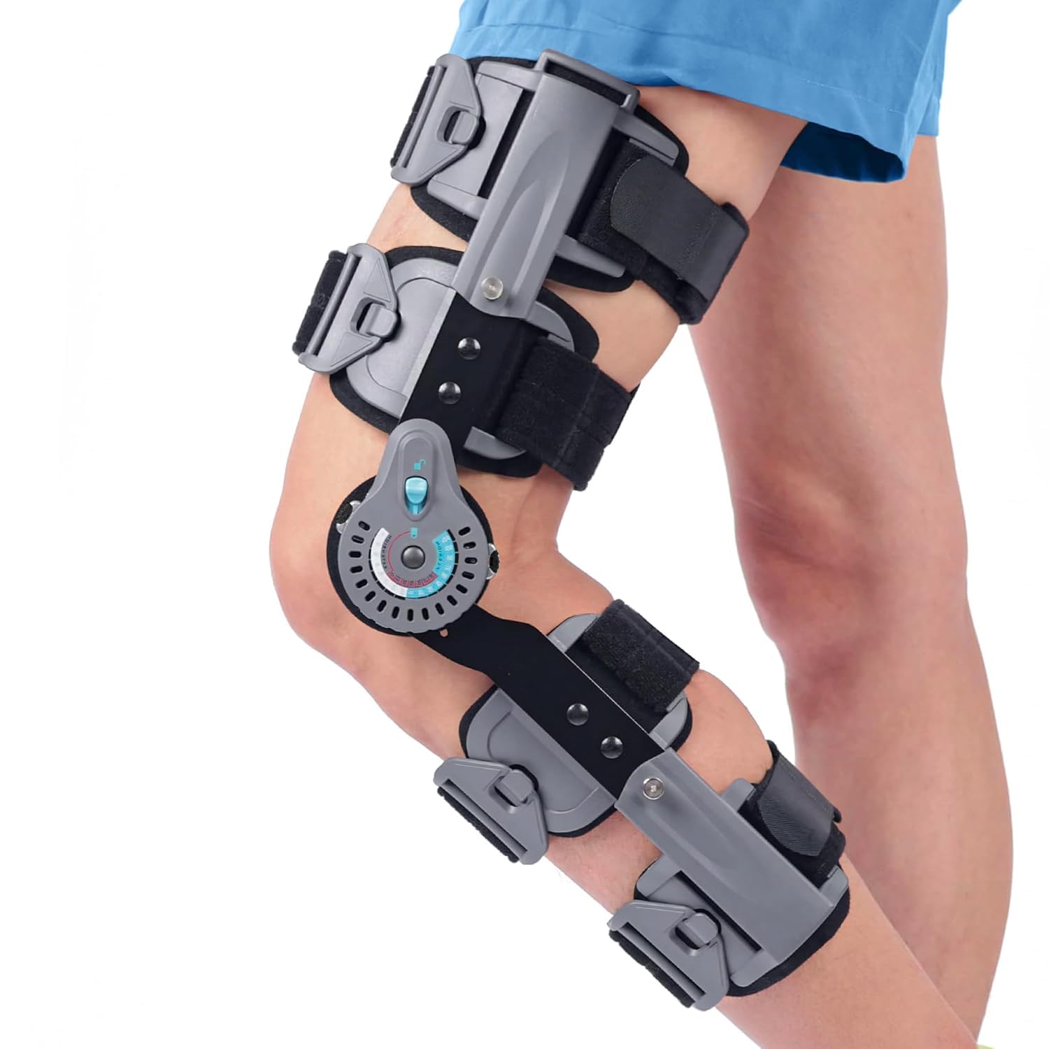 PEIKVOUL Adjustable Hinged Knee Brace ROM Knee Immobilizer Brace Leg Braces Orthopedic Patella Orthosis for Postoperative Recovery