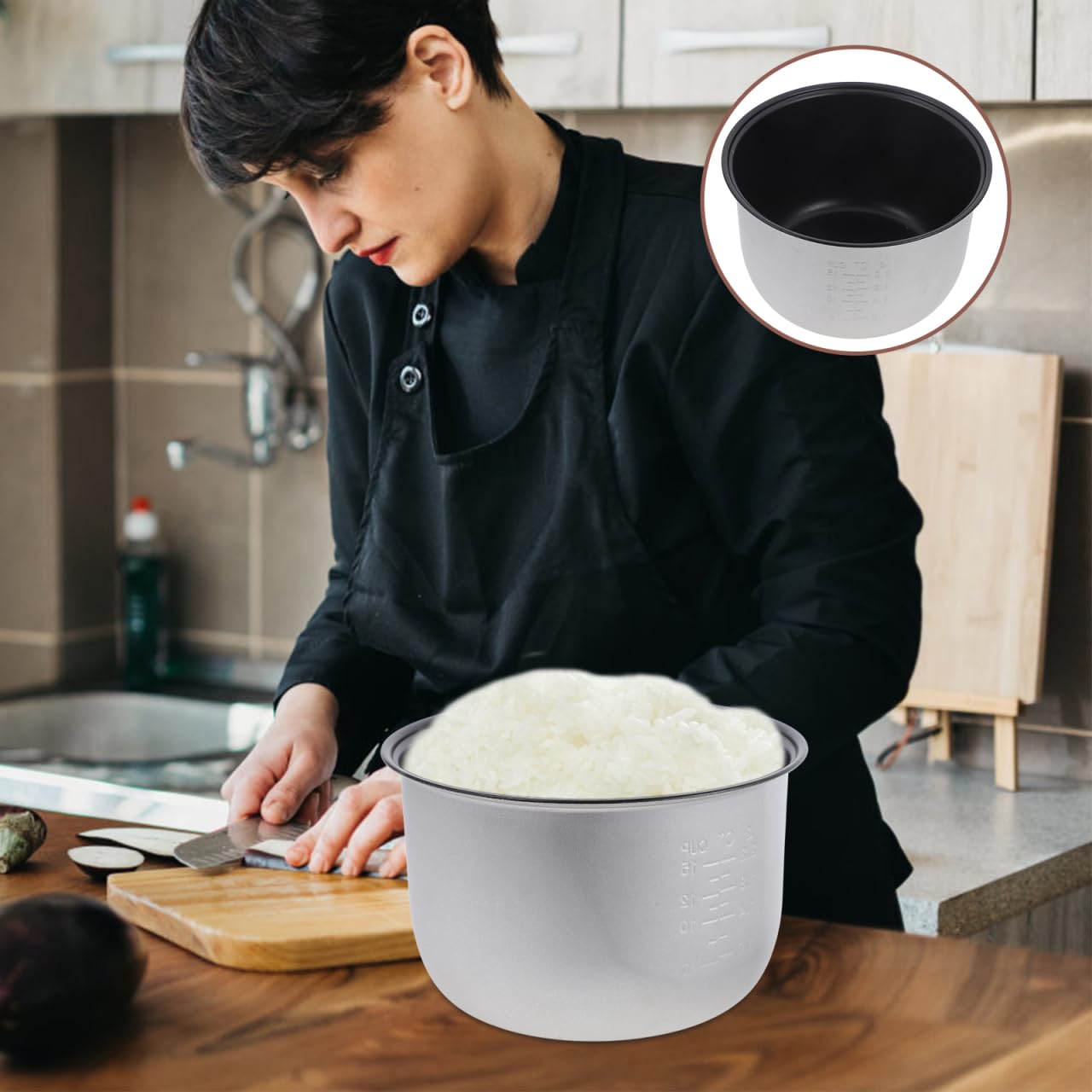 Garneck Pentola Interna Antiaderente 5L Per Cuociriso Elettrico Ricambio Contenitore in Acciaio Per Preparazione Riso Torte E Zuppe Accessori Casa Cucina