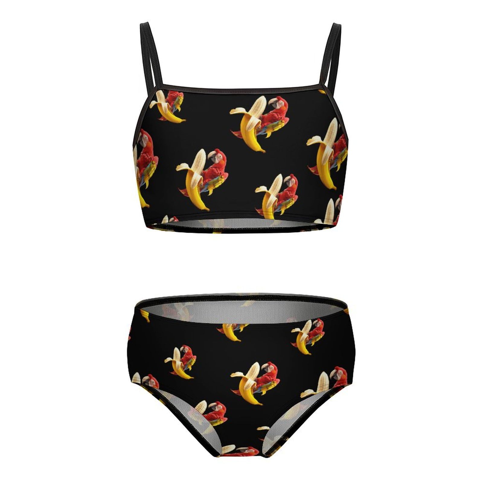 Funny Parrot And Banana Girls Swimsuits Two Piece Bikini Sets Beach Sport Swimwear Bathing Suit 6-7Y?110cm?