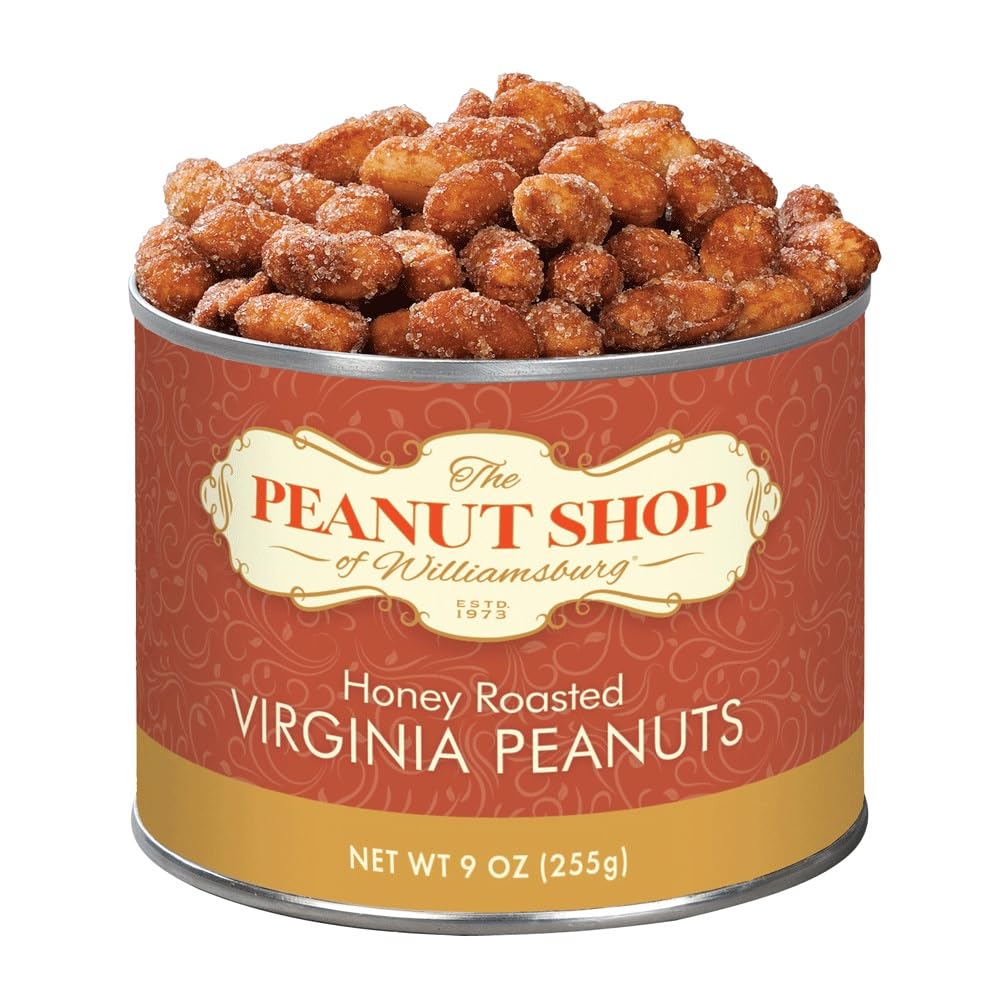 The Peanut Shop of Williamsburg Honey Roasted Virginia Peanuts Peanuts, Gluten Free, Kosher - 9 Oz Tin