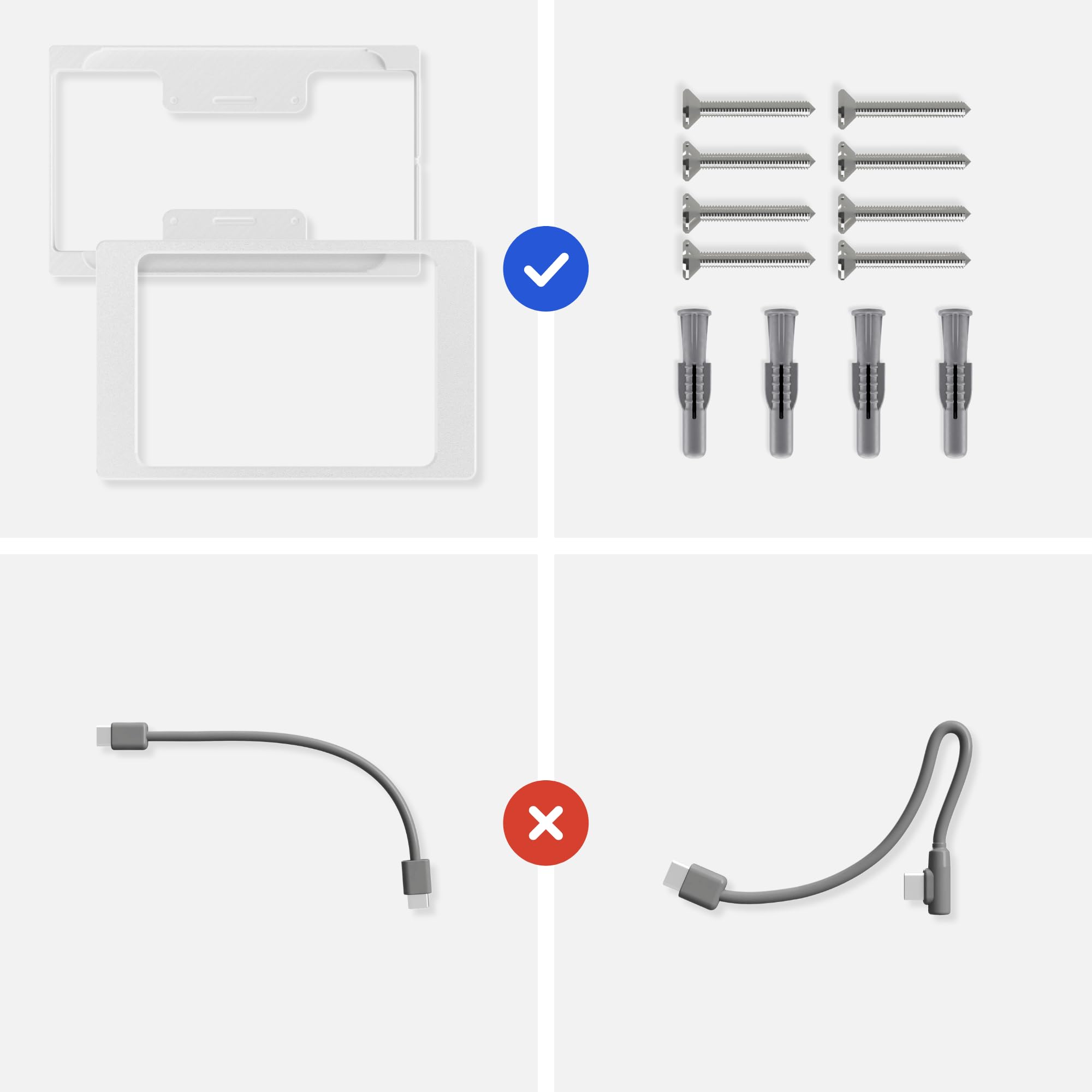 Support Mural Tablette pour iPad 7/8/9 gén (10,2 Pouces, 2019-2021) - Cadre Fin et sur Mesure pour Écran Domotique et Tableau de Bord - Montage Fixe avec Passe-Câble - Blanc