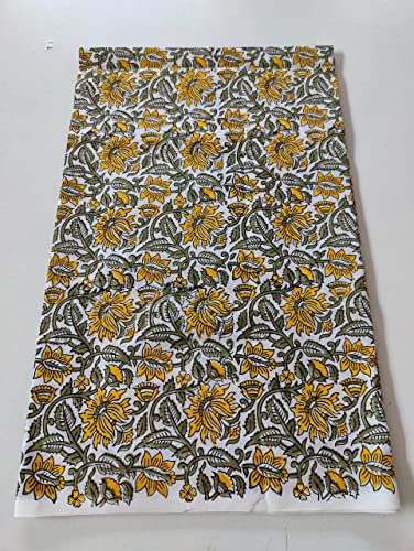 Image of Floral Printed Cotton Fabric Cloth Hand Block Print Fabric Women Material Running Jaipuri Hand Block Printed Women Dress Material Kurtis Natural 44 inch Inches Width 2.5 Meter (Pattern 29)