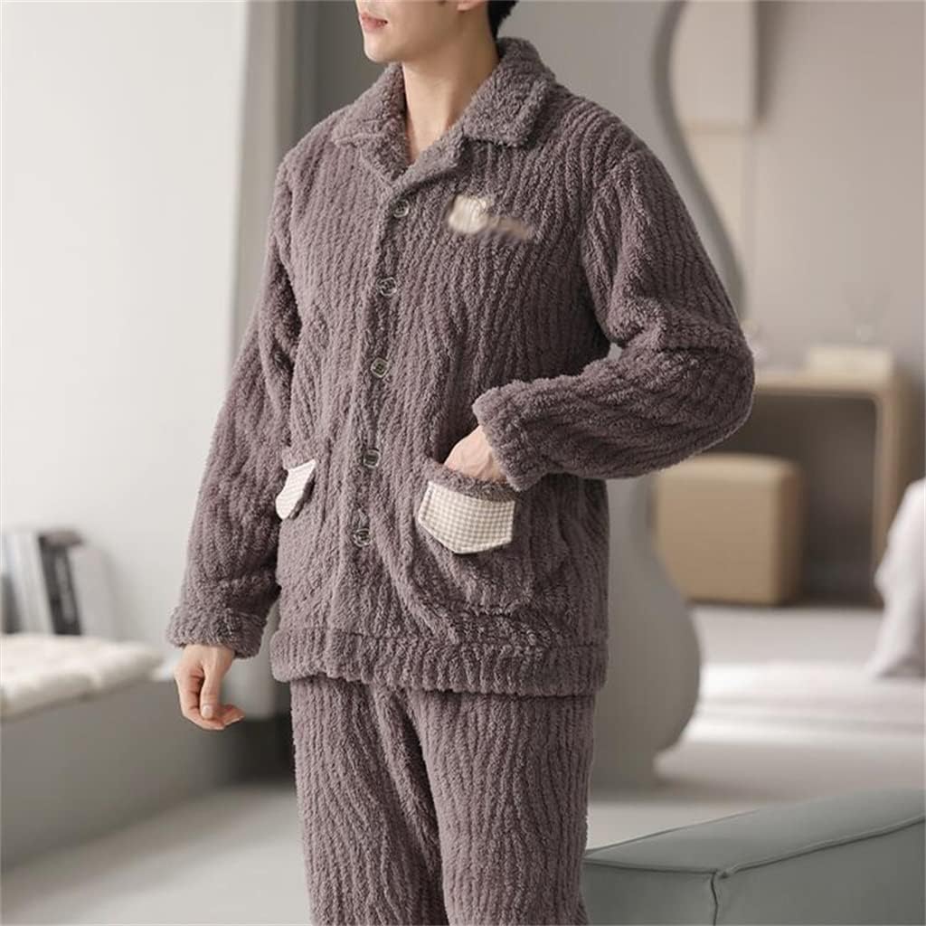 Loose size thick men's pajamas coral fleece home furnishing clothes can be worn outside the middle-aged suit