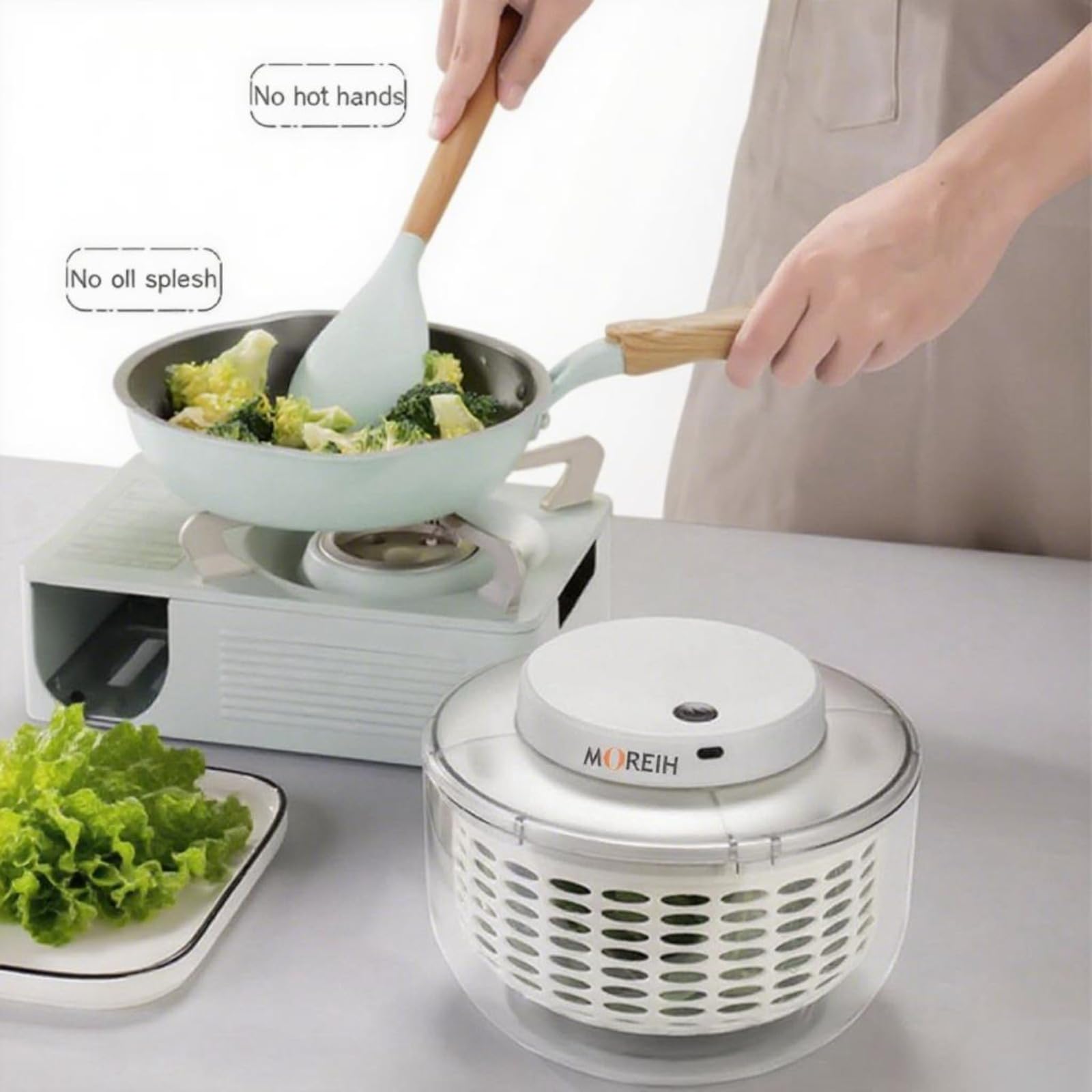 Generico Strizza Insalata, Lava Insalata centrifuga,Centrifuga per Insalata 4,5L/6L Elettrica USB Lattuga Spinner Cleaner con Ciotola per l'essiccazione di Verdure (6L) Bianca Rotondo