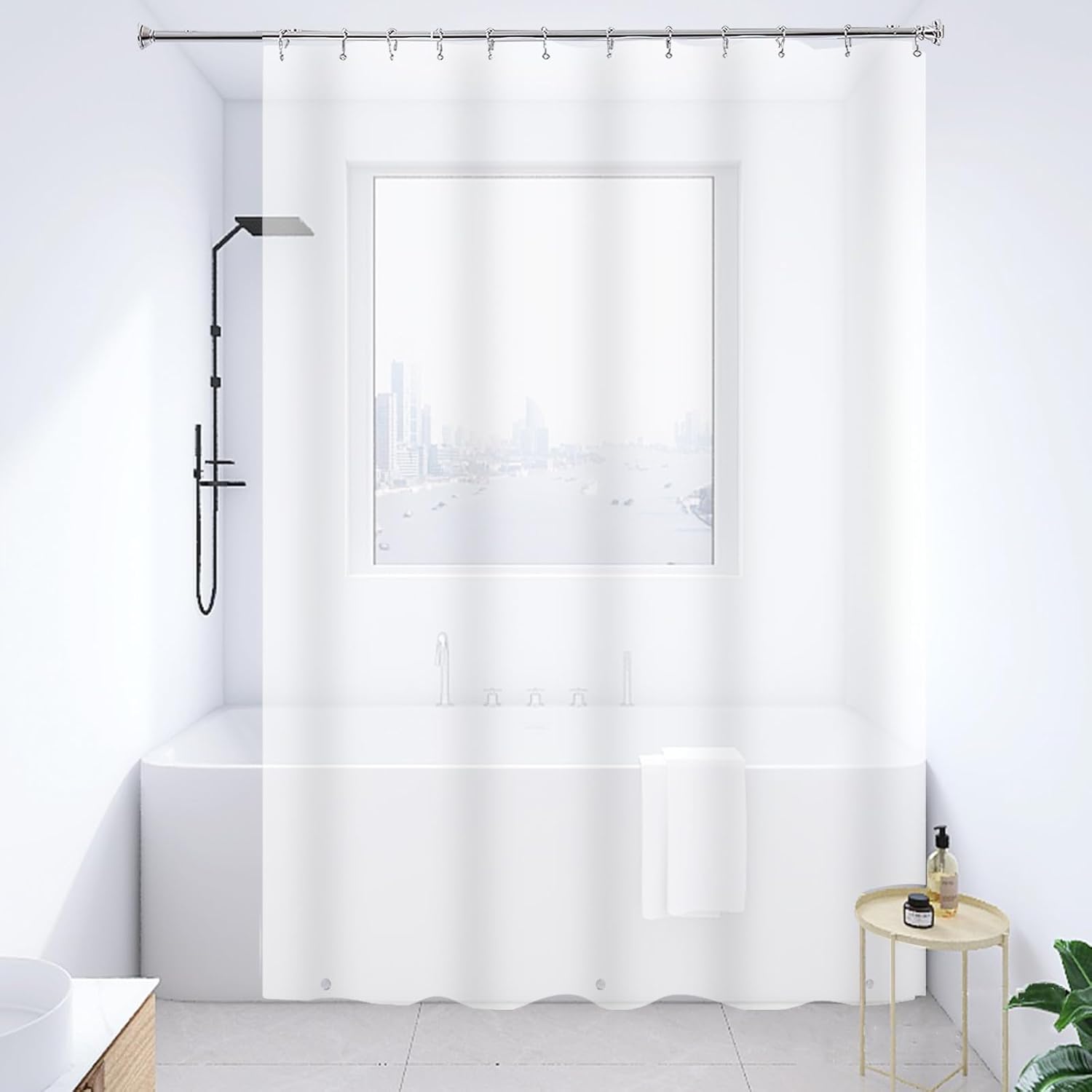 Amazon.com: YISURE 108 inch Long Frosted Shower Curtain, Super Extra-Long 9ft Shower Curtain ...