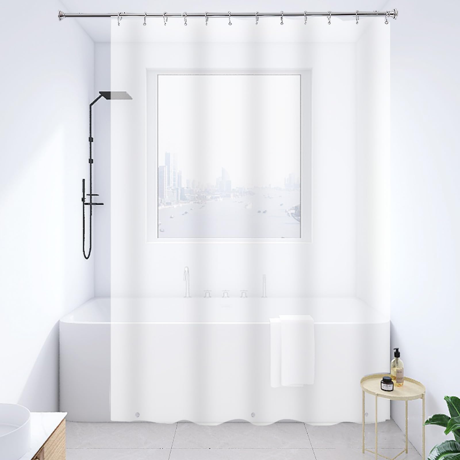 Rideau de douche super long PEVA 182x274 cm givré YISURE