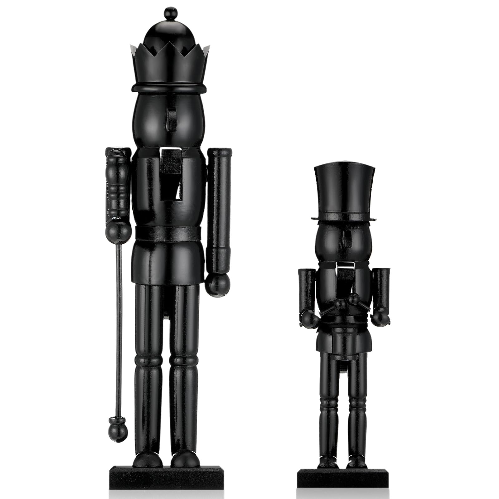 2 Pcs Christmas Nutcracker Ornaments 15'' 10'' Traditional Black Wooden Nutcracker Figures Nutcracker Christmas Decor Nutcracker Soldier Festive Collectible Nutcracker Gift for Table Fireplace Home