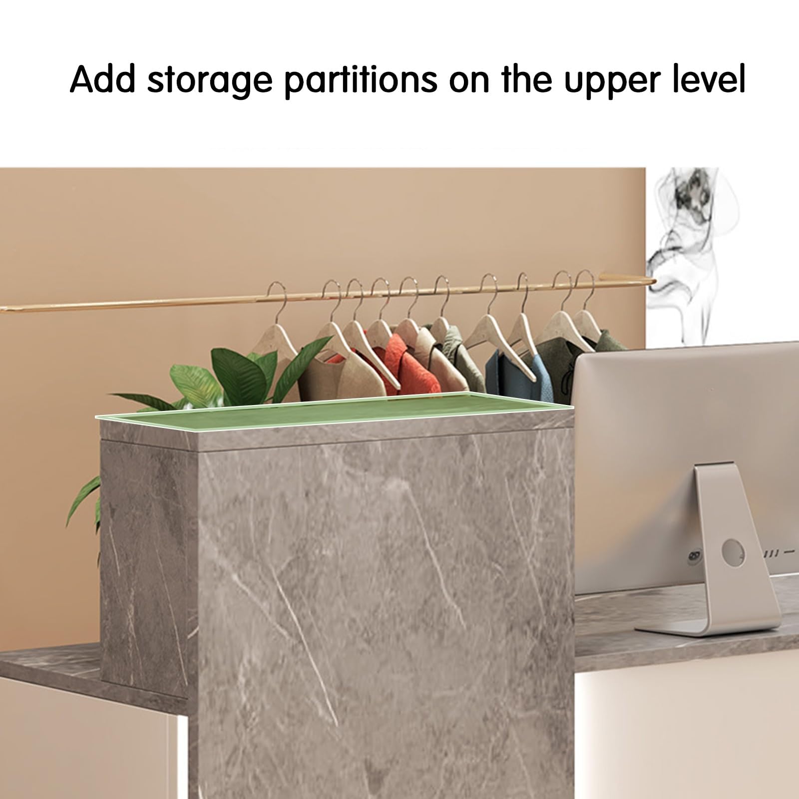 Bancone Reception Moderno, Banco Cassa con Ripiani, Banco Cassa per Negozi, Banco Reception con Cassetti Chiudibili A Chiave, per Piccoli Spazi, Bar, Negozi, Hotel,White Right,120cm/47inch