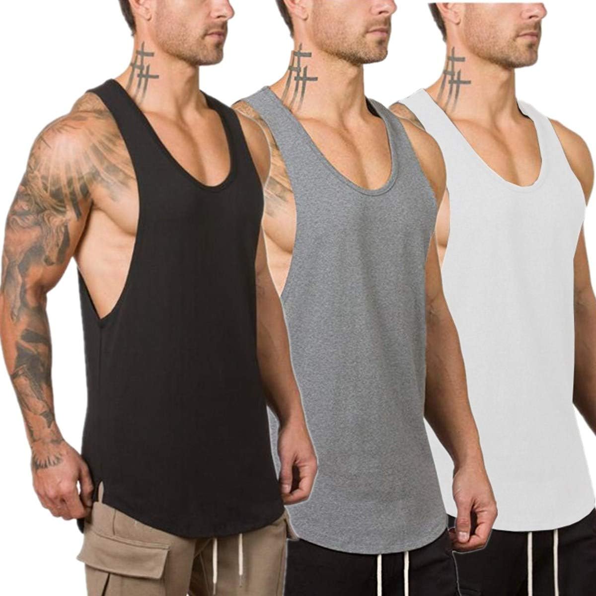 Men's Muscle Gym Workout Stringer Tank Tops Bodybuilding Fitness T-Shirts 1/2/3 Pack