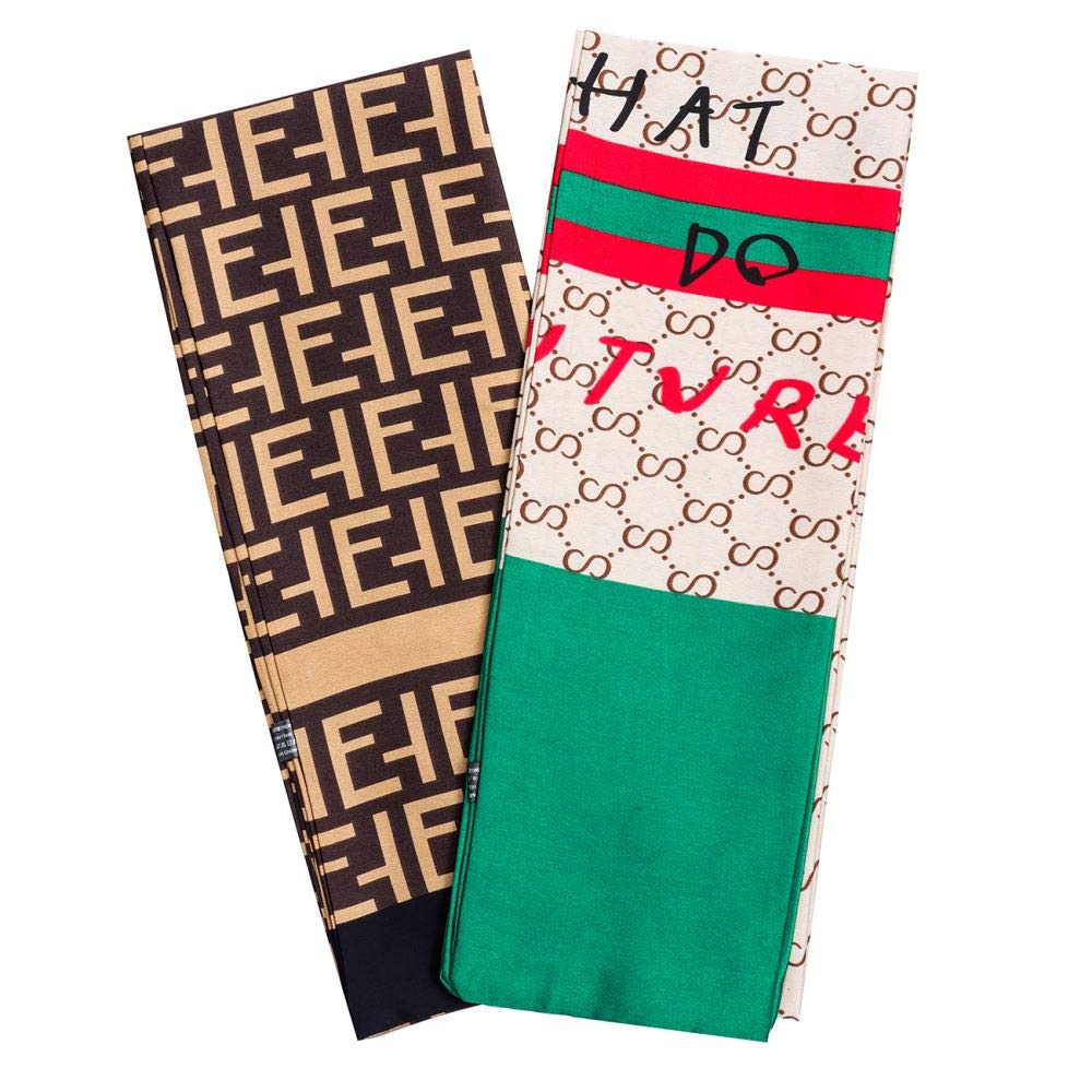 2Pcs Edge Laying Scarf Wrap for Lace Wigs Silk Headband Scarf For Hair Wrapping At Night Fashion Headband for Yoga Sport Makeup Handbags Double Sided Stain Headwrap Scarf Tie (set#3, 2pcs Combination)