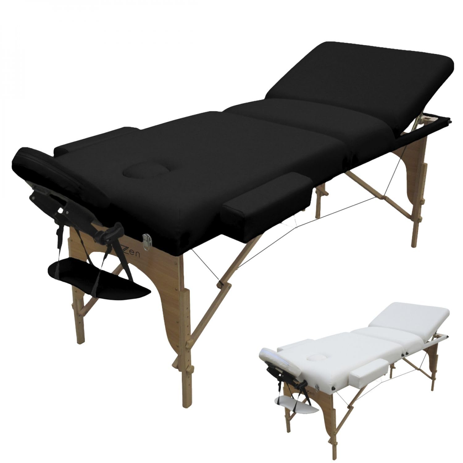 Vivezen - Table de Massage 15 cm Pliante 3 Zones en Bois avec Panneau Reiki + Accessoires et Housse de Transport - Plusieurs Coloris