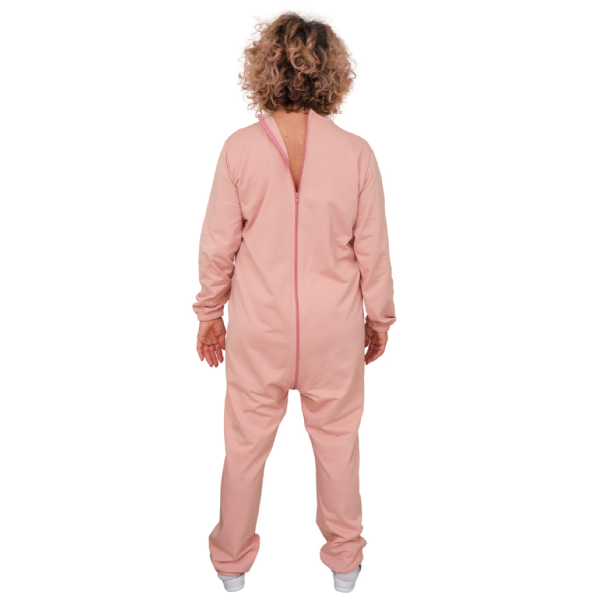 FERRUCCI COMFORT Pigiama Sanitario Felpato Invernale Rosa da Donna, 9078-F, per Incontinenza, Alzheimer, con Cerniera sul Dorso