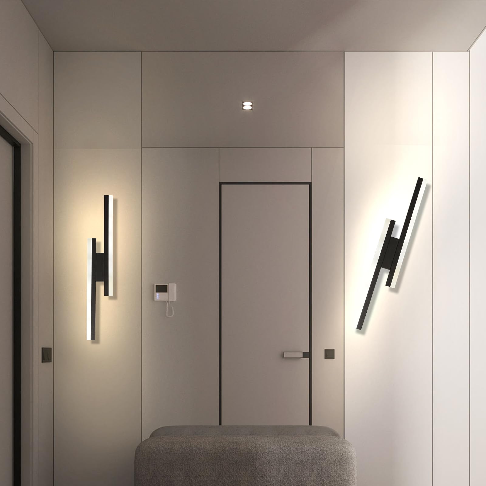 LIGKIN 16W LED Modern Indoor Wall Light, 3000K Warm White Wall Sconces, Simple Long Aluminium Rectangular Black Wall Light - Image 3