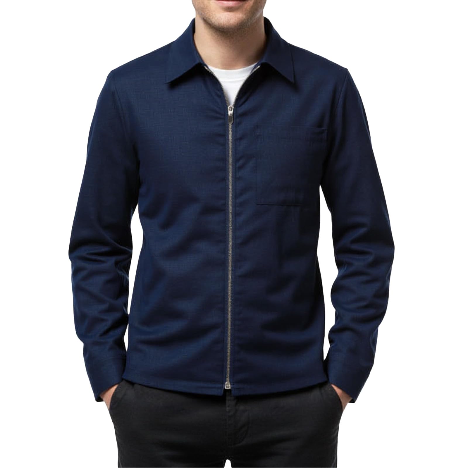 Lässige Leinenjacke mit fallendem Revers und Taschen – leichter Herbstmantel für den Alltag, bequemes und atmungsaktives Material, eleganter Freizeitstil, vielseitig kombinierbar.