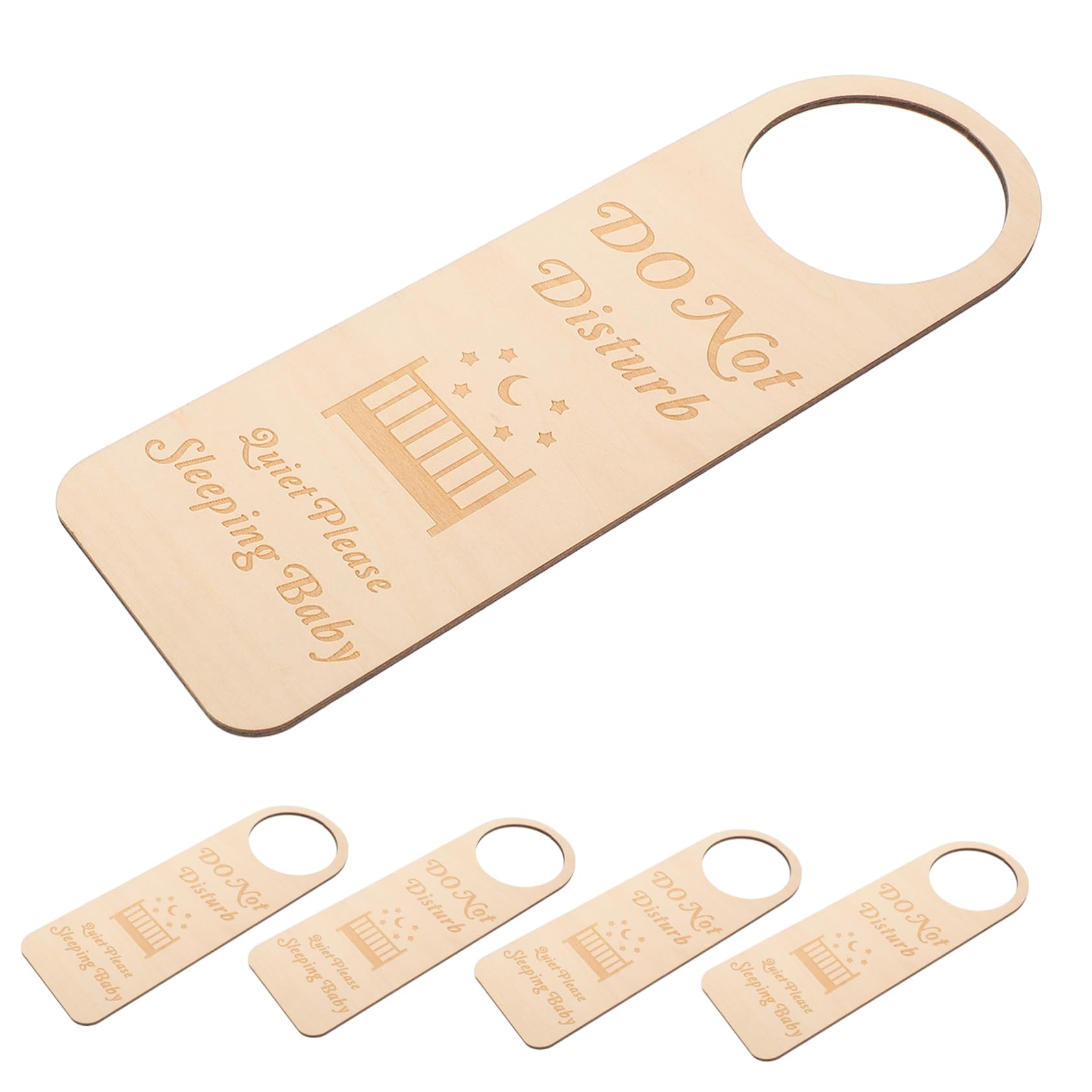 UPKOCH Holz Türschild Personalisiert Kinder für Babyzimmer 5 Stück Beige Leicht und Liebevoll Gefertigt zum Aufhängen an Haustür