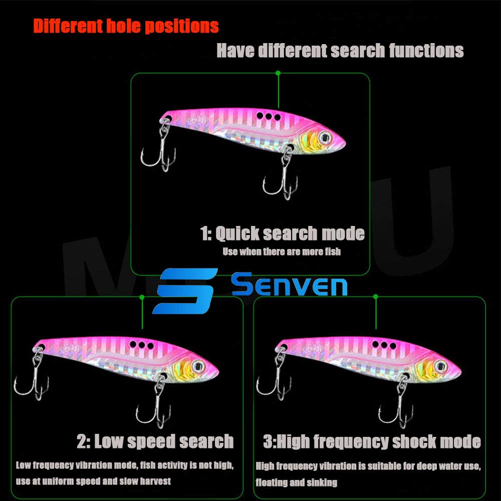 Kit di 5 Esche VIB a Manovella - Esche di Metallo Con Lama Rotante, Spinner e Occhi 3D per Pesca - Vibration Lama