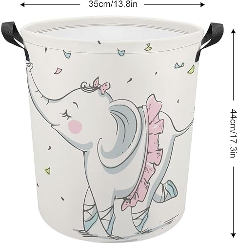 Miniatura 2 de Cesta de lavandería plegable con diseño de elefante, diseño de animales de dibujos animados, con asas, grande, impermeable, para almacenamiento,