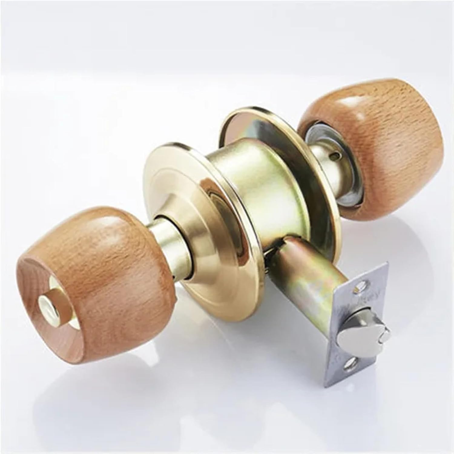 Compatible for Round Ball Door Knob, Wood and Metal Interior Door Lock Handle for Bedroom Living Room Bathroom Hardware(No Key 70mm)