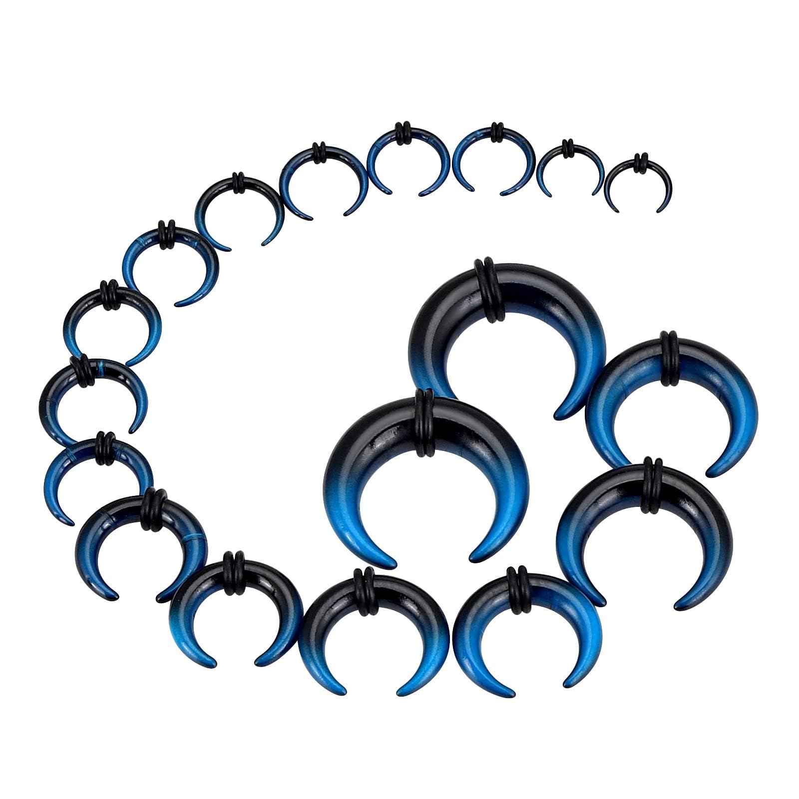 Longbeauty Arcyl Stretchslak, set van 1,6-10 mm, voor oorpiercing, flesh tunnel plugs, Acryl, Zirkonia